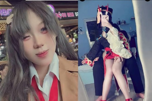 Poster of Clip em gái cosplay bị lộ khi gần gũi người khác